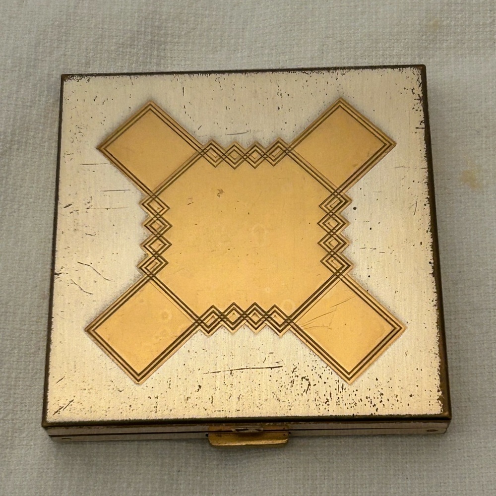 Vintage Gold and Silver Compact with Mirror - Empty - Can be filled